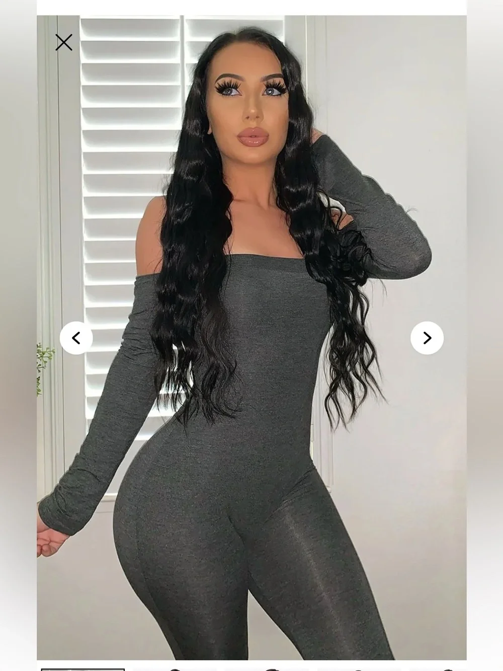 Fashion Nova Off-Shoulder Long Sleeve Jumpsuit in Charcoal Gray - NWT